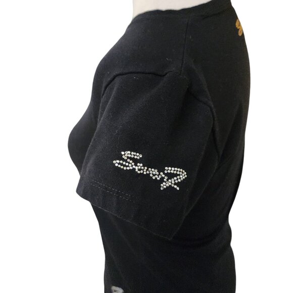 7 For All Mankind Black Logo Quality Top Shirt Juniors Large Fits Like Small - Picture 2 of 6